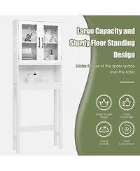 Over the Toilet Storage Cabinet Bathroom Space Saver w/Tempered Glass Door
