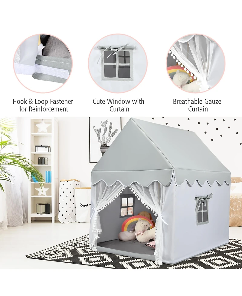 Kids Play Tent Large Playhouse Children Play Castle Fairy Tent Gift w/ Mat