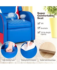 Kids Recliner Chair Gaming Sofa Pu Leather Armchair w/Side Pockets