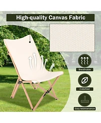Bamboo Butterfly Folding Chair Set of 2 with Storage Pocket 330 Lbs Capacity