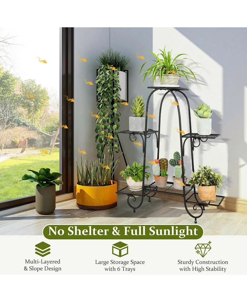 6-Tier Plant Stand with Adjustable Foot Pads