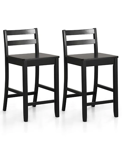 24-Inch Wooden Bar Stools Set of with Ergonomic Backrest Counter Height