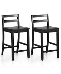 24-Inch Wooden Bar Stools Set of with Ergonomic Backrest Counter Height