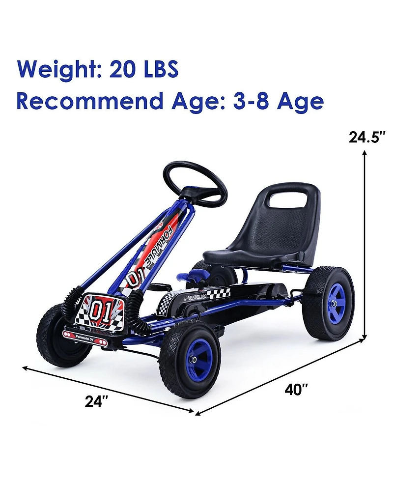 Slickblue 4 Wheels Kids Ride On Pedal Powered Bike Go Kart Racer Car Outdoor Play Toy