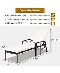 Inolait Outdoor Adjustable Reclining Patio Rattan Lounge Chair with Backrest