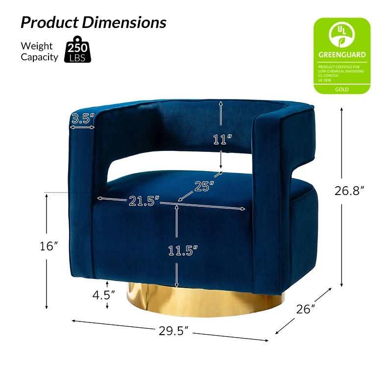 Carisa Contemporary Swivel Barrel Chair with Metal Base