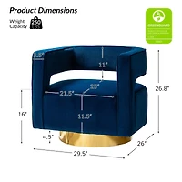 Carisa Contemporary Swivel Barrel Chair with Metal Base