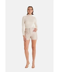 Furniq Uk Women's Leather Shorts, Beige