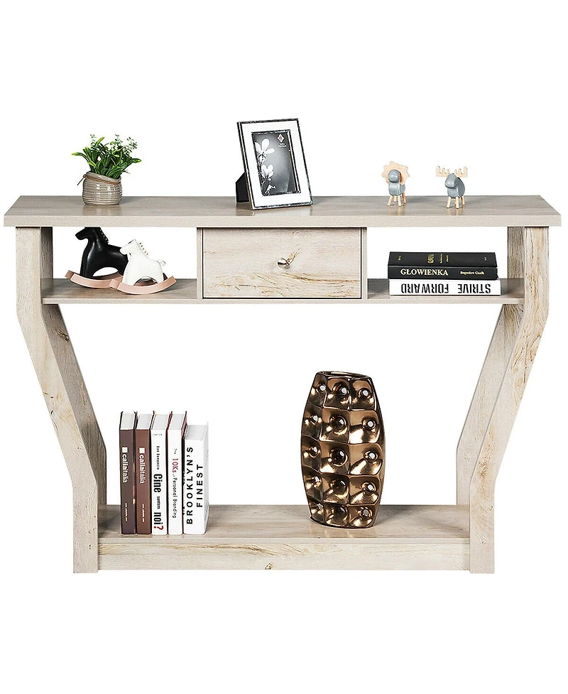 Costway Modern Sofa Accent Table with Drawer Entryway Hallway Hall