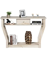 Costway Modern Sofa Accent Table with Drawer Entryway Hallway Hall