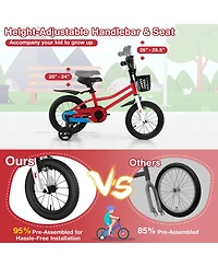 14'' Kid's Bike with Removable Training Wheels & Basket for 3-5 Years Old