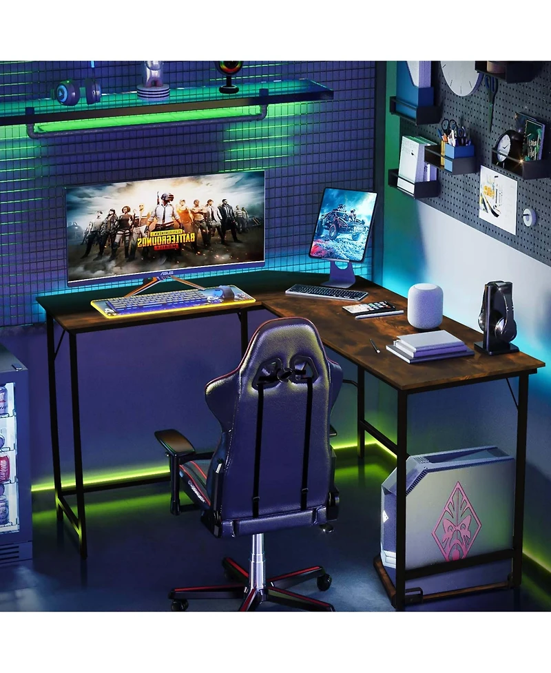 Costway L-shaped Gaming Desk Computer Desk with Cpu Stand Power Outlets