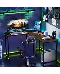 Costway L-shaped Gaming Desk Computer Desk with Cpu Stand Power Outlets