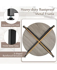 Costway 3 Pcs Coffee Table Set Round Coffee Table and 2 Pcs Square End Tables Metal Frame