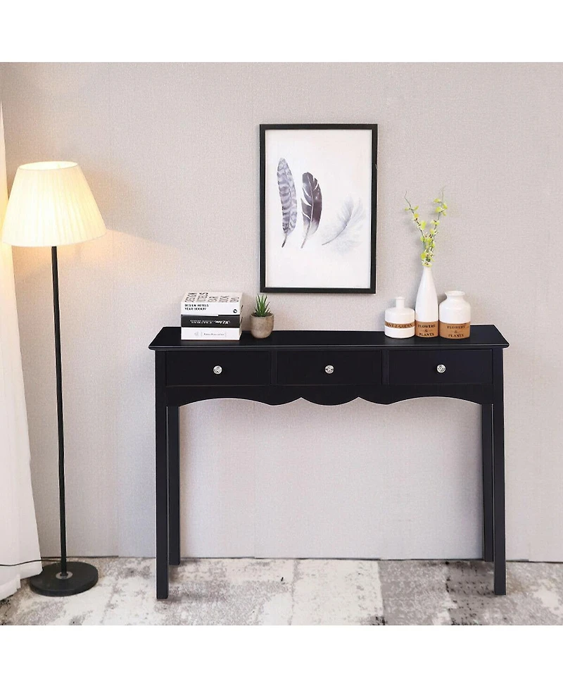 Costway Console Table Hall table Side Table Desk Accent Table 3 Drawers Entryway