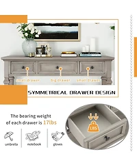 Simplie Fun Classic Retro Style Console Table With Three Top Drawers And Open Style Bottom Shelf