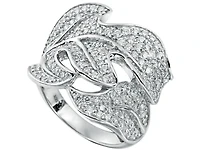 Suzy Levian New York Sterling Silver Cubic Zirconia Pave Leaf Ring
