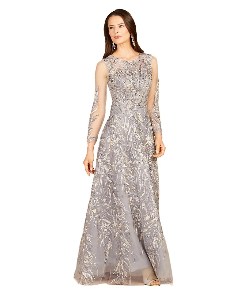 Lara Women's High Neck, Long Sleeve Ball Gown