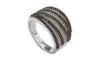 Suzy Levian Sterling Silver Cubic Zirconia Pave White & Black Wrap Ring