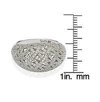 Suzy Levian Sterling Silver Cubic Zirconia Pave Interlace Ring