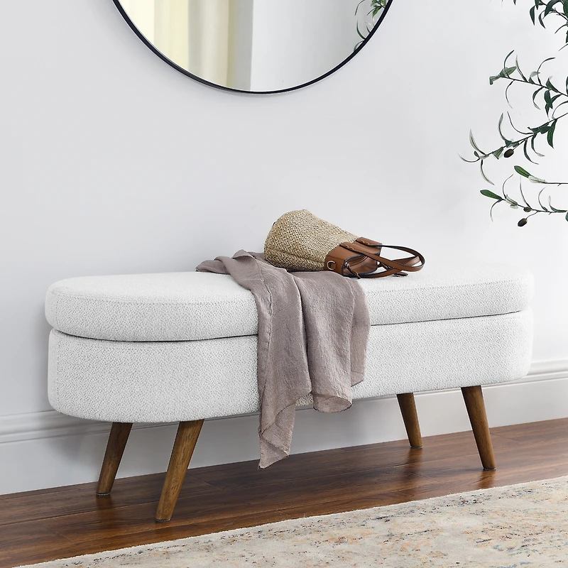 Streamdale Ottoman Oval Storage Bench, Rubberwood Legs