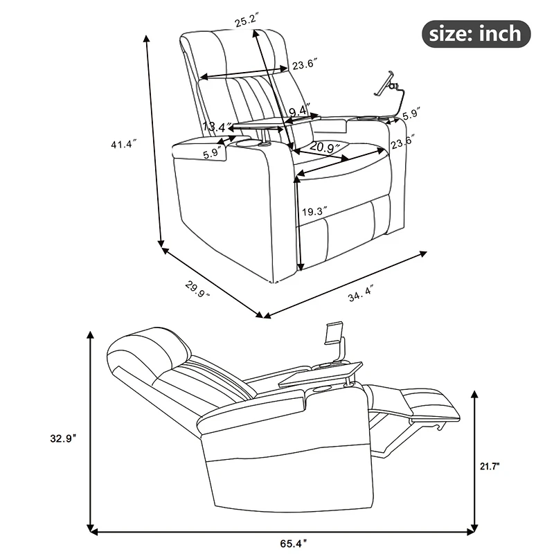 Soft living room chair with hidden features
