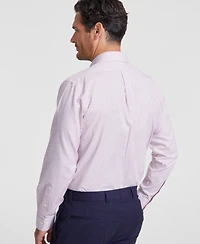 Men's Regular Fit Non-Iron Spread Collar Check Pinpoint Dress Shirt