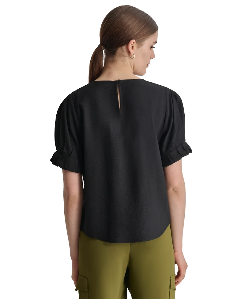 Dkny Women's Puff-Sleeve Pleated Blouse