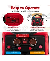 Sugift Kids Push Ride On Fire Truck with Ladder Bubble Maker and Headlights