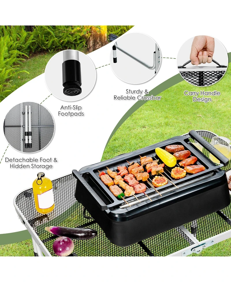 Sugift Aluminum Grill Table with Iron Mesh Top