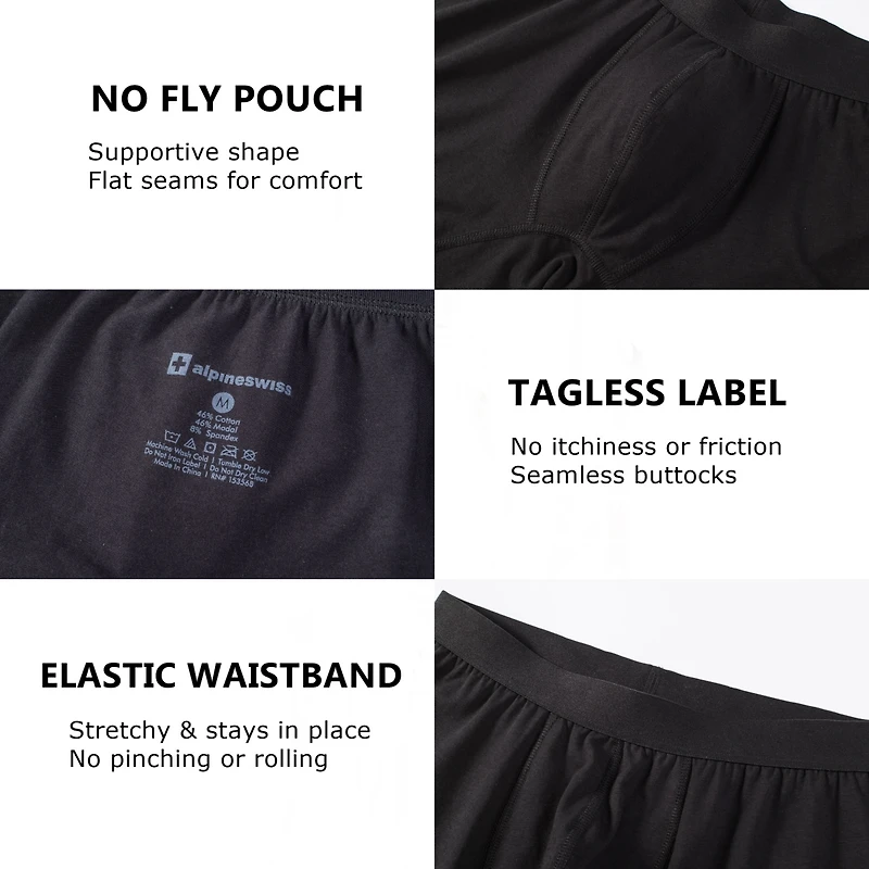 Alpine Swiss Men's Boxer Briefs 3 Pack Underwear Breathable Comfortable Trunks