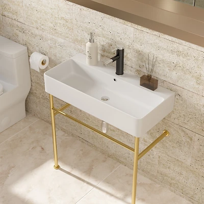 Streamdale Bathroom Console Sink with Gold Legs