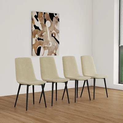 Modern Beige Fabric Dining Chairs Set of 4