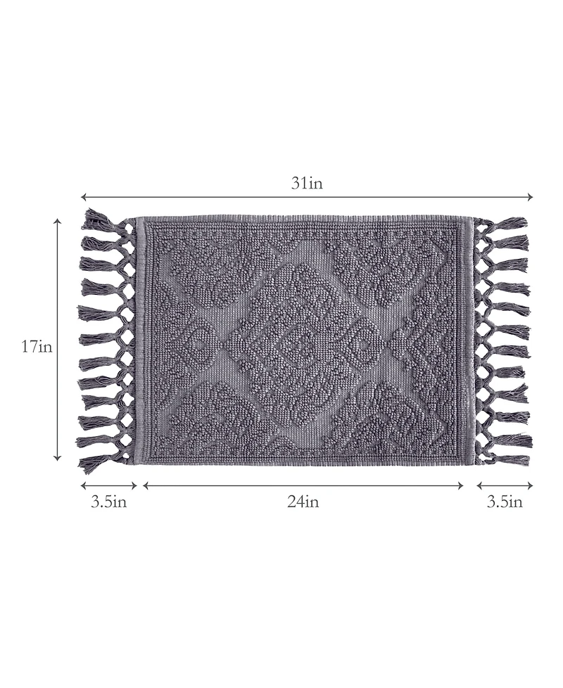 Jean Pierre New York Ricardo Fringe Cotton Bath Rug 17" x 31"