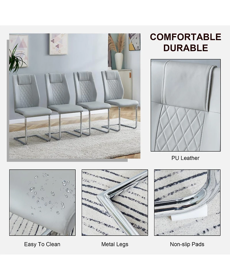 Set of 6 Faux Leather Cushioned Side Chairs