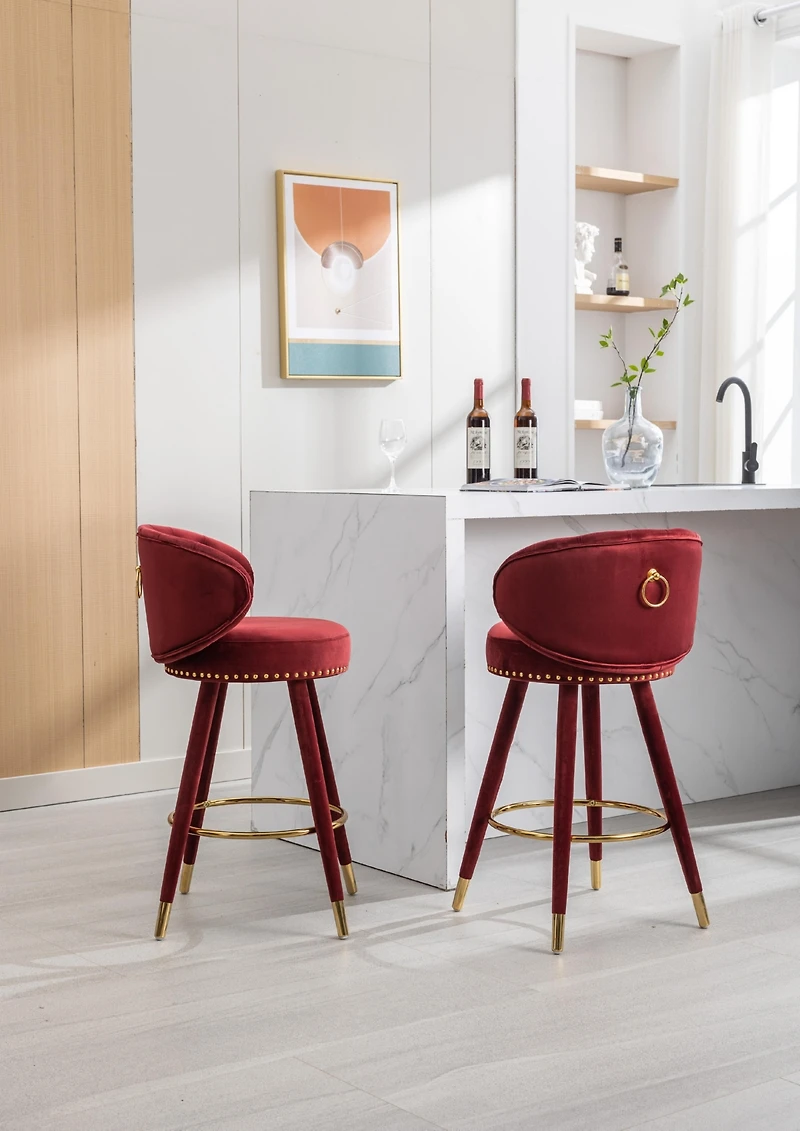 Streamdale Set of 2 Solid Wood Counter Height Bar Stools