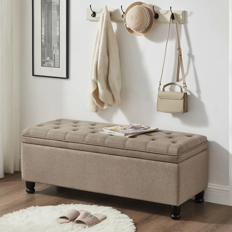 Streamdale Linen Storage Bench with Wooden Legs