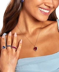 Grown With Love Lab Ruby (9-1/4 ct. t.w.) & Diamond (1/2 Heart Halo 18" Pendant Necklace 14k Gold (Also Sapp