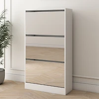 Streamdale 3-Tier Wood Shoe Cabinet with Mirror