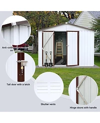Streamdale Metal Garden Sheds 10FTx8FT Outdoor Storage Sheds White+Coffee