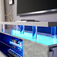 Streamdale Furniture Gray 70 Inch Tv Stand with Led Gaming Console