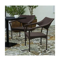 Merrick Lane Cheri Fade And Weather Resistant Modern Pe Rattan Patio Dining Chair With Reinforced Steel Frame