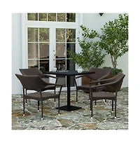 Merrick Lane Cheri Fade And Weather Resistant Modern Pe Rattan Patio Dining Chair With Reinforced Steel Frame, Set of 4