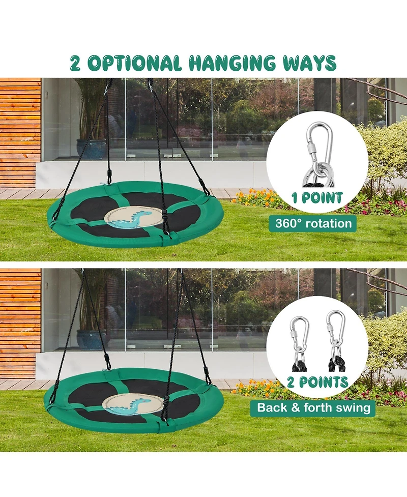 Vebreda Boys 40 Inches Saucer Tree Swing Round with Adjustable Ropes and Carabiners