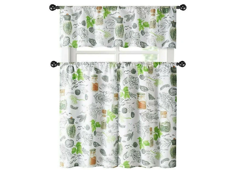 Kate Aurora Country Multi Spice Medley Complete 3 Piece Kitchen Curtain Tier & Valance Set
