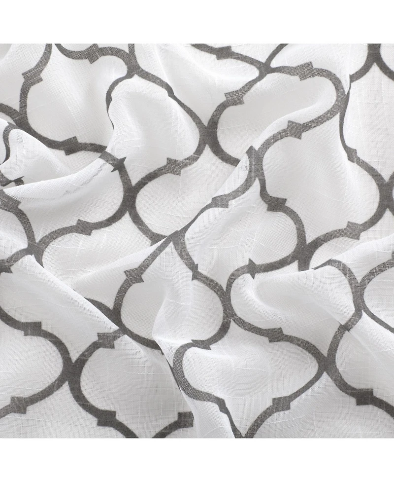 Kate Aurora Shabby Chic Living 2 Pack Semi Sheer Flocked Grommet Trellis Curtains