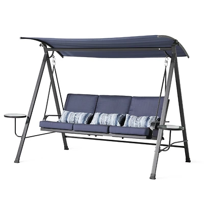 Streamdale Furniture Steel 3-Seater Swing Porch Swing With Canopy