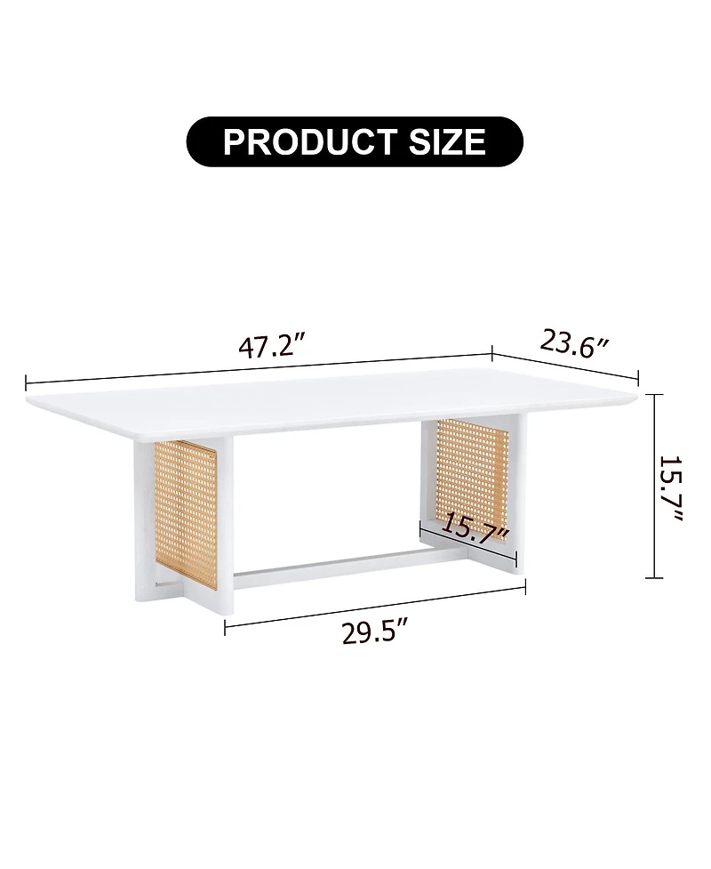 Streamdale Furniture Solid Wood and Rattan Coffee Table Set