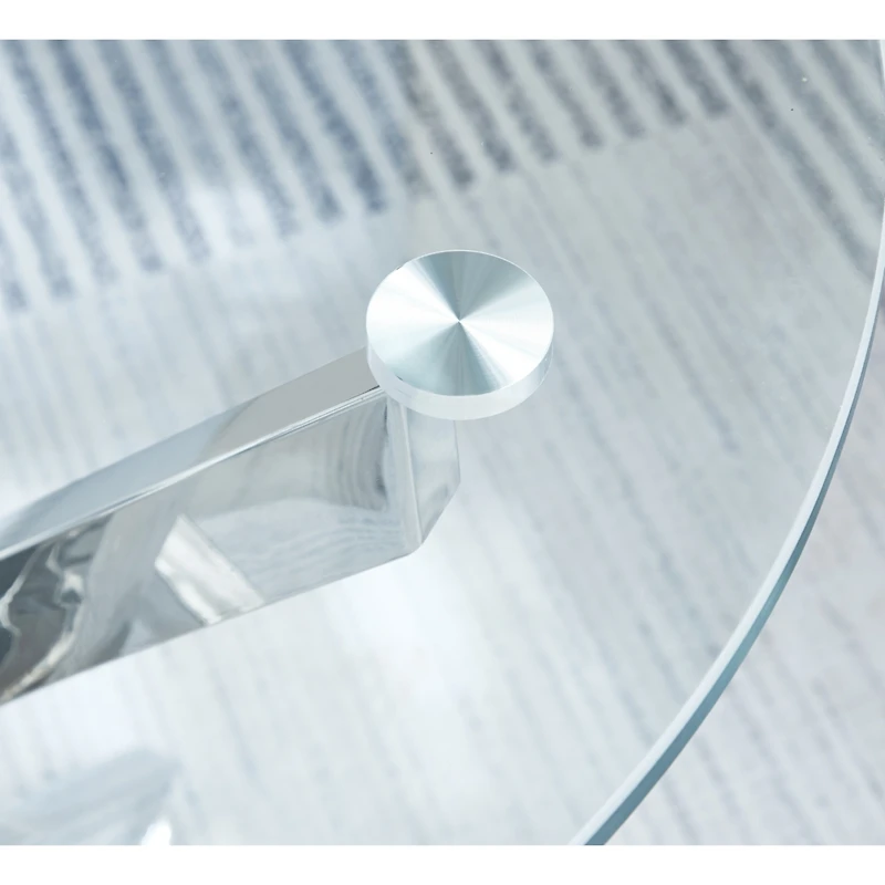 Simplie Fun Modern Round Tempered Glass End Table With Chrome Legs