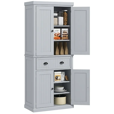 Homcom 72" Kitchen Pantry Storage Cabinet with Drawer, Adjustable Shelves